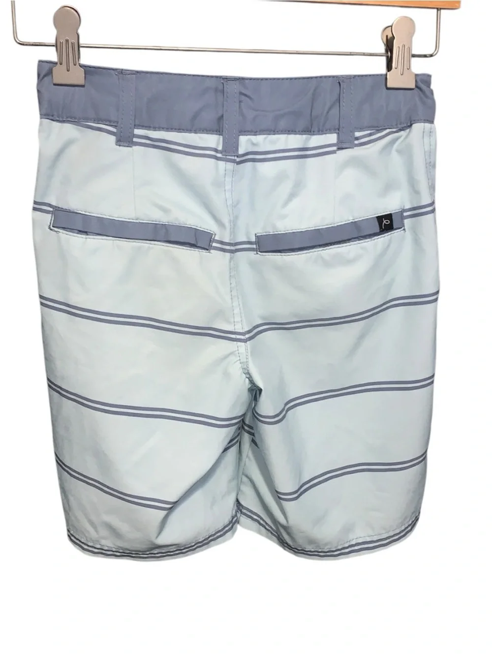Art Class Light Blue Striped Kids Swim Trunks Boys Size 8